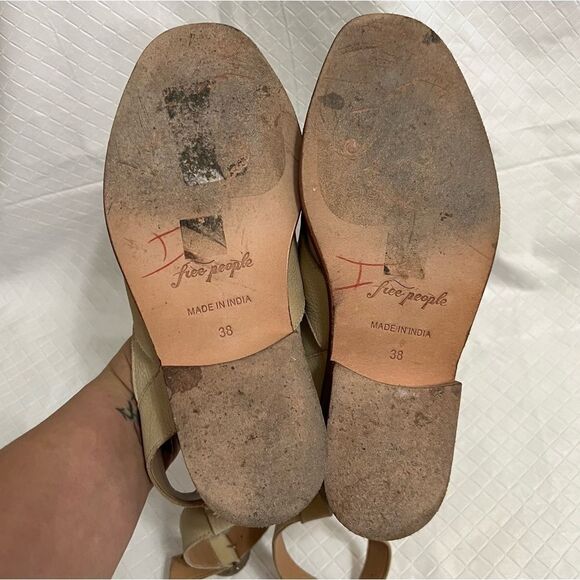 Free People Catherine Catalina Loafer Sandals Leather Tan Size 7.5 - 8